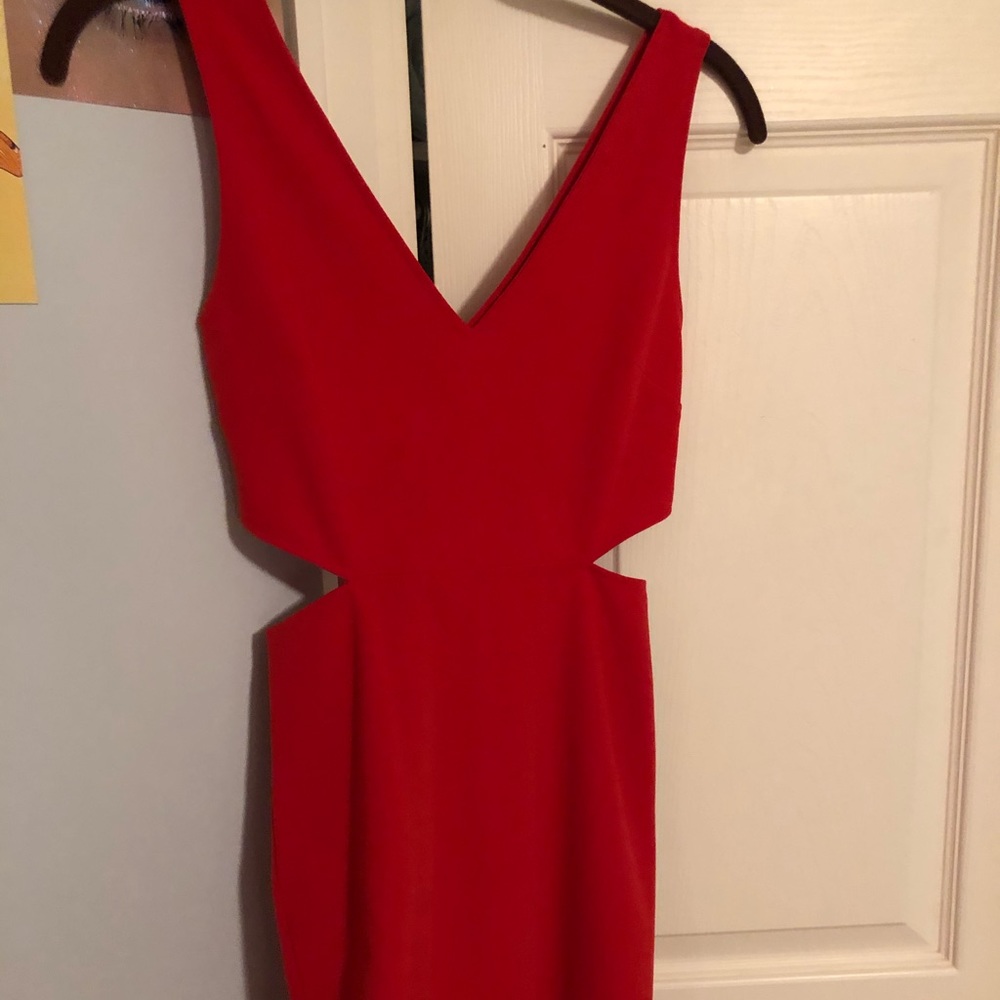 COPY - side cut-out mini body con express red dre…